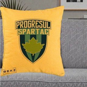 Perna Personalizata Progresul Spartac Fotbal, 40x40 cm, Galben, Husa Detasabila, Perna Inclusa, BEKZ®
