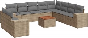 vidaXL Set canapele de grădină cu perne, 11 piese, bej, poliratan