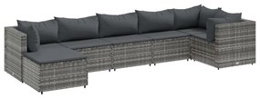 3308226 vidaXL Set mobilier de grădină cu perne, 7 piese, gri, poliratan