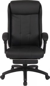 RESIGILAT- Scaun directorial, suport picioare, inaltime reglabila, spatar rabatabil 90-130 grade, piele PU, Negru