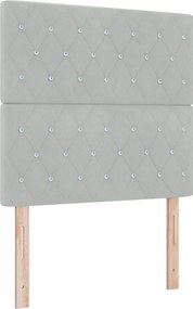 vidaXL Pat cu arc LED cu saltea Gri deschis 100 x 200 cm Catifea