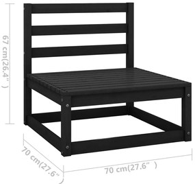 Canapea de gradina cu 3 locuri, cu perne, lemn masiv de pin Negru, Da, 1