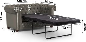 Canapea gri extensibilă cu tapițerie din catifea 148 cm York Blik – Ropez