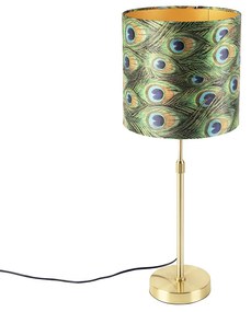 Lampă de masă auriu/alamă cu abajur din catifea verde smarald 25 cm - Parte