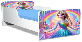 Pat Copii Frozen Rainbow Model Creativ 2-12 ani Cu Saltea SafeNest 160x80 Cm  Ptv5203