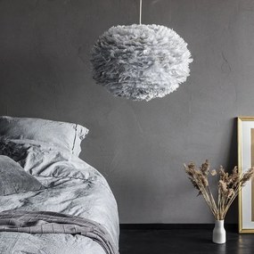 Abajur modern cu pene de gasca EOS gri deschis, 65cm