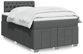 vidaXL Pat box spring cu saltea, gri închis, 120x190 cm, textil