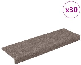 vidaXL Covorașe autoadezive pentru scări, 30 buc., 65x21x4 cm, bej, cu margini dreptunghiulare