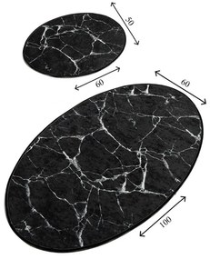 Set 2 covorașe ovale de baie Foutastic Marble, negru