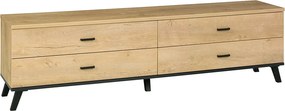 Comoda TV SIRAN TYP 6, stejar lefkas/negru, DTD laminat/plastic, 181x4
