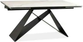 Masa extensibila WESTIN III, alb/negru, sticla/metal, 180-260x90x77 cm