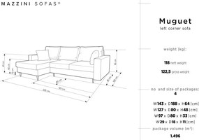 Canapea extensibilă cu spațiu de depozitare Mazzini Sofas Muguet, pe partea stângă, verde
