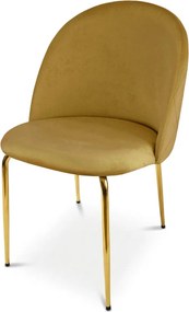 Scaun bucatarie INCA VELVET din catifea cu picioare aurii, mustar