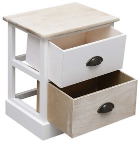284056 vidaXL Noptieră, alb și natural, 38 x 28 x 45 cm, lemn de paulownia