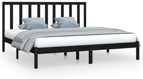 3105184 vidaXL Cadru de pat, negru, 200x200 cm, lemn masiv de pin