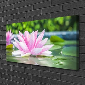 Tablou pe panza canvas Water Flower Art Roz Verde