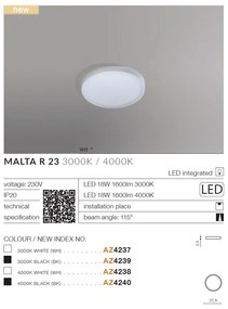 Mini Plafoniera LED design slim MALTA R 23 3000K neagra