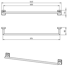 Suport prosop baie crom 60 cm Ferro, Metalia 12