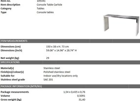 Consola design LUX Carlisle 150x38cm 105341 HZ
