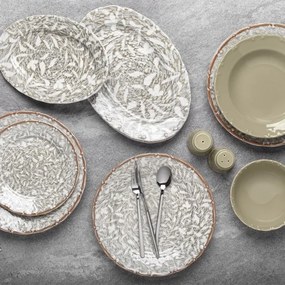 Set de veselă din porțelan, 29 piese, maro/verde