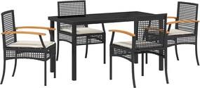 vidaXL Set de masă pentru grădină 5 pcs Negru poliratan