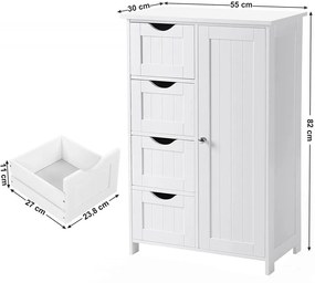 LOTUS8 - Dulap alb, 55 cm, comoda cu 4 sertare si dulap - Mobilier Baie Lotus