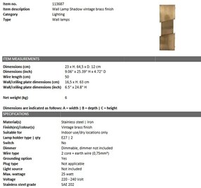 Aplica de perete design industrial Shadow, alama 113687 HZ