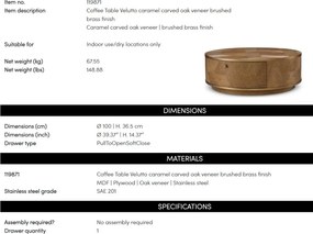 Masuta de cafea LUX, Furnir de stejar, Velutto