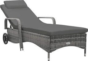 vidaXL Șezlong cu roți, antracit, poliratan