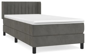 3131064 vidaXL Pat box spring cu saltea, gri închis, 100x200 cm, catifea