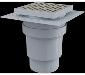 Gura de scurgere pentru pardoseala, dreapta 15x15 cm, diametru 11 cm, al doilea nivel de izolatie, opritor de miros de apa, otel inoxidabil plastic