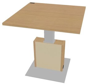 Masă de conferință reglabilă Verno+ S 120 x 120 cm, stejar deschis / vanilie