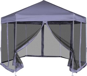 vidaXL Marchiză hexagonală pliabilă 6 pereți albastru închis 3,6x3,1 m