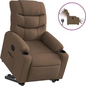 vidaXL Fotoliu electric rabatabil cu ridicare, maro, textil
