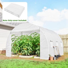 Outsunny Folie pentru seră 3 x 3 m, impermeabilă, folie din polietilenă cu ușă rulabilă, 6 ferestre, protecție UV Alb | Aosom Romania