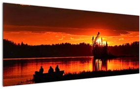 Tablou - Pescari pe lac (120x50 cm)