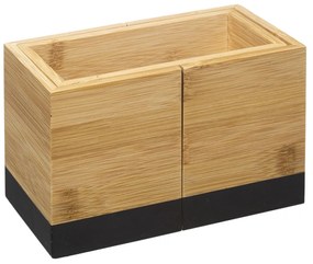 Organizator de tacâmuri, dimensiune reglabilă, bambus, negru, 18 x 10 x 12 cm