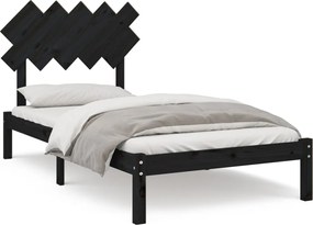 vidaXL Cadru de pat, negru, 100x200 cm, lemn masiv