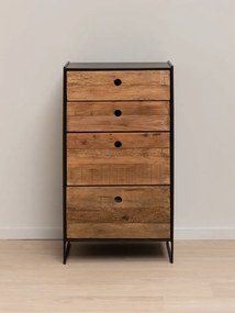 Comoda natur, din lemn de pin, cu 4 sertare, aspect rustic, Utah