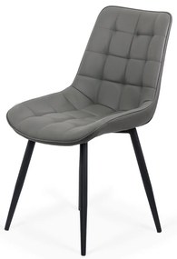 Scaun living gri BUC 206P din piele ecologică și cadru metalic vopsit