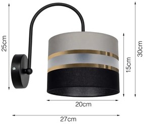 Aplică CORAL 1xE27/60W/230V neagră/gri