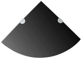 vidaXL Rafturi de colț cu suporturi crom 2 buc. negru 25x25 cm sticlă