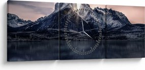 Tablou lacul cu munte (cu ceas) (90x30 cm)