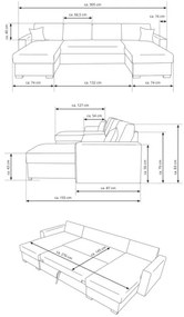 Colțar extensibil în U cu spațiu de depozitare JANISE, gri