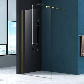 Paravan de duș, Mediterraneo, Foxy Gold, 80 cm, easy clean, profil auriu periat, W01SC01BG-80-V1