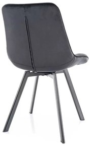 Scaun de bucătărie Albons Velvet, negru