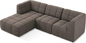 Colțar maro cu tapițerie din țesătură bouclé (cu colț pe partea stângă/cu șezlong) Aloha – Makamii