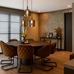 Lampă pendantă de design neagră cu sticlă aurie și fum cu 3 lumini - Zuzanna