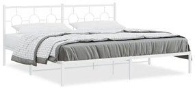 376281 vidaXL Cadru de pat metalic cu tăblie, alb, 193x203 cm