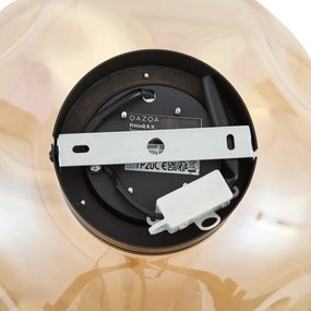 Plafonieră de design neagră cu sticlă de culoarea chihlimbarului - Gemma